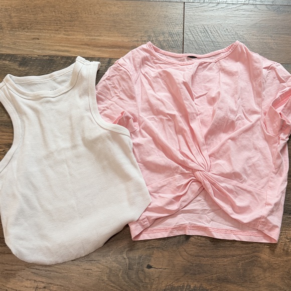 XS casual cropped tops bundle solid color loungewear minimalist in Pink - Picture 4 of 6
